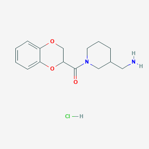 (3-(Aminomethyl)piperidin-1-yl)(2,3-dihydrobenzo[b][1,4]dioxin-2-yl)methanone hydrochloride chemical structure (CAS 1353981-69-7)