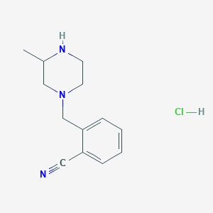 2-((3-Methylpiperazin-1-yl)methyl)benzonitrile hydrochloride chemical structure (CAS 1353984-20-9)