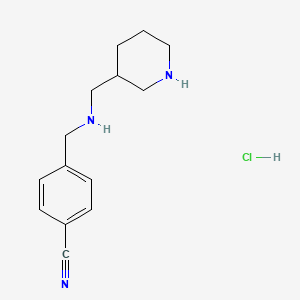 4-(((Piperidin-3-ylmethyl)amino)methyl)benzonitrile hydrochloride chemical structure (CAS 1353984-52-7)