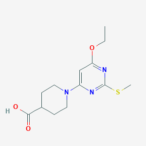 1-(6-Ethoxy-2-(methylthio)pyrimidin-4-yl)piperidine-4-carboxylic acid chemical structure (CAS 1353985-26-8)