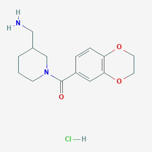 (3-(Aminomethyl)piperidin-1-yl)(2,3-dihydrobenzo[b][1,4]dioxin-6-yl)methanone hydrochloride chemical structure (CAS 1353986-22-7)