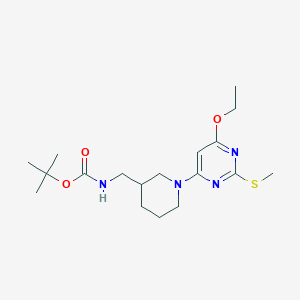 tert-Butyl ((1-(6-ethoxy-2-(methylthio)pyrimidin-4-yl)piperidin-3-yl)methyl)carbamate chemical structure (CAS 1353987-52-6)