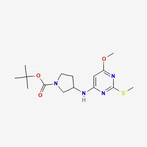 tert-Butyl 3-((6-methoxy-2-(methylthio)pyrimidin-4-yl)amino)pyrrolidine-1-carboxylate chemical structure (CAS 1353987-53-7)