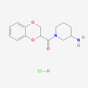 (3-Aminopiperidin-1-yl)(2,3-dihydrobenzo[b][1,4]dioxin-2-yl)methanone hydrochloride chemical structure (CAS 1353988-05-2)