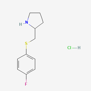 2-(((4-Fluorophenyl)thio)methyl)pyrrolidine hydrochloride chemical structure (CAS 1353989-69-1)