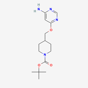 tert-Butyl 4-(((6-aminopyrimidin-4-yl)oxy)methyl)piperidine-1-carboxylate chemical structure (CAS 1353989-85-1)