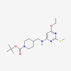 tert-Butyl 4-(((6-ethoxy-2-(methylthio)pyrimidin-4-yl)amino)methyl)piperidine-1-carboxylate chemical structure (CAS 1353989-87-3)
