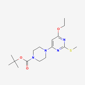 tert-Butyl 4-(6-ethoxy-2-(methylthio)pyrimidin-4-yl)piperazine-1-carboxylate chemical structure (CAS 1353989-90-8)