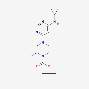 tert-Butyl 4-(6-(cyclopropylamino)pyrimidin-4-yl)-2-methylpiperazine-1-carboxylate chemical structure (CAS 1353989-91-9)