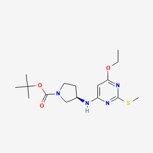 (R)-tert-Butyl 3-((6-ethoxy-2-(methylthio)pyrimidin-4-yl)amino)pyrrolidine-1-carboxylate chemical structure (CAS 1353999-98-0)