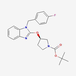 (R)-tert-Butyl 3-((1-(4-fluorobenzyl)-1H-benzo[d]imidazol-2-yl)oxy)pyrrolidine-1-carboxylate chemical structure (CAS 1354006-88-4)
