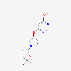 (S)-tert-Butyl 3-((6-ethoxypyrimidin-4-yl)oxy)pyrrolidine-1-carboxylate chemical structure (CAS 1354009-71-4)