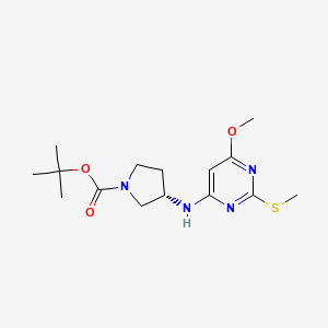 (S)-tert-Butyl 3-((6-methoxy-2-(methylthio)pyrimidin-4-yl)amino)pyrrolidine-1-carboxylate chemical structure (CAS 1354009-88-3)