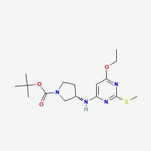 (S)-tert-Butyl 3-((6-ethoxy-2-(methylthio)pyrimidin-4-yl)amino)pyrrolidine-1-carboxylate chemical structure (CAS 1354020-92-0)