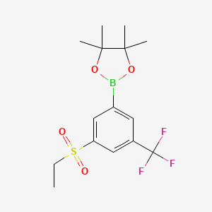 2-(3-(Ethylsulfonyl)-5-(trifluoromethyl)phenyl)-4,4,5,5-tetramethyl-1,3,2-dioxaborolane chemical structure (CAS 1354047-99-6)