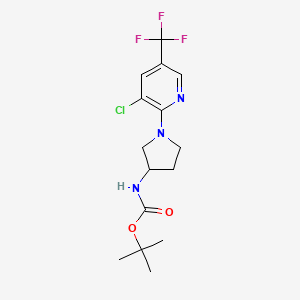 tert-Butyl (1-(3-chloro-5-(trifluoromethyl)pyridin-2-yl)pyrrolidin-3-yl)carbamate chemical structure (CAS 1354448-68-2)