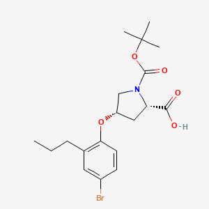 (2S,4S)-4-(4-Bromo-2-propylphenoxy)-1-(tert-butoxycarbonyl)pyrrolidine-2-carboxylic acid chemical structure (CAS 1354484-81-3)