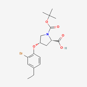 (2S,4S)-4-(2-Bromo-4-ethylphenoxy)-1-(tert-butoxycarbonyl)pyrrolidine-2-carboxylic acid chemical structure (CAS 1354486-94-4)