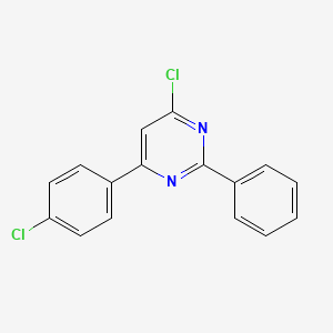 4-Chloro-6-(4-chlorophenyl)-2-phenylpyrimidine chemical structure (CAS 1354749-13-5)