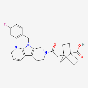 4-(2-(9-(4-Fluorobenzyl)-5,6,8,9-tetrahydro-7H-pyrrolo[2,3-b:5,4-c']dipyridin-7-yl)-2-oxoethyl)bicyclo[2.2.1]heptane-1-carboxylic acid chemical structure (CAS 1354805-08-5)