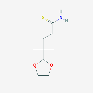 4-(1,3-Dioxolan-2-yl)-4-methylpentanethioamide chemical structure (CAS 1354951-99-7)