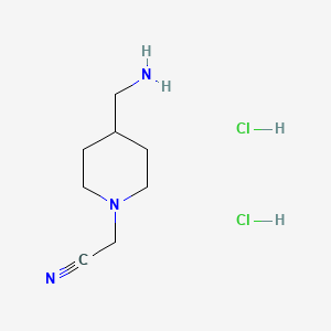 2-[4-(Aminomethyl)piperidin-1-yl]acetonitrile dihydrochloride chemical structure (CAS 1354953-43-7)