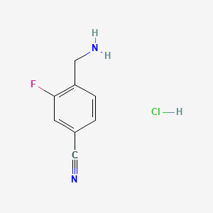 4-(Aminomethyl)-3-fluorobenzonitrile hydrochloride chemical structure (CAS 1354963-08-8)