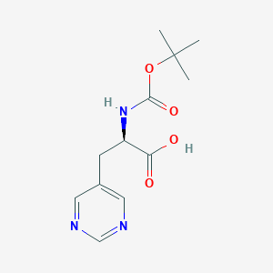(R)-2-((tert-Butoxycarbonyl)amino)-3-(pyrimidin-5-yl)propanoic acid chemical structure (CAS 1354970-54-9)