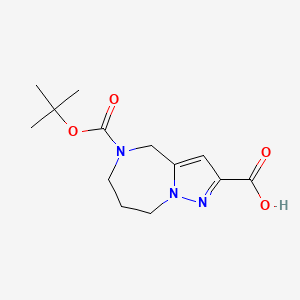5-(tert-Butoxycarbonyl)-5,6,7,8-tetrahydro-4H-pyrazolo[1,5-a][1,4]diazepine-2-carboxylic acid chemical structure (CAS 1355170-97-6)