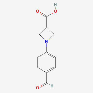 1-(4-Formylphenyl)azetidine-3-carboxylic acid chemical structure (CAS 1355248-05-3)