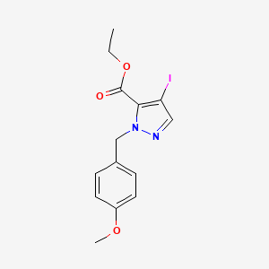 Ethyl 4-iodo-1-(4-methoxybenzyl)-1H-pyrazole-5-carboxylate chemical structure (CAS 1355336-09-2)