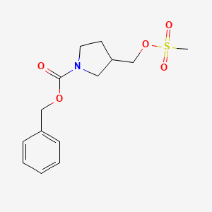 Benzyl 3-(((methylsulfonyl)oxy)methyl)pyrrolidine-1-carboxylate chemical structure (CAS 1355455-26-3)