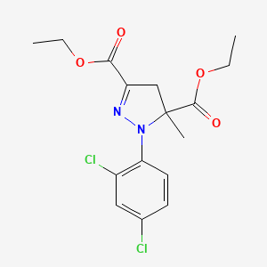 Diethyl 1-(2,4-dichlorophenyl)-5-methyl-4,5-dihydro-1H-pyrazole-3,5-dicarboxylate chemical structure (CAS 135590-91-9)
