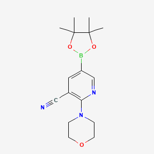 2-Morpholino-5-(4,4,5,5-tetramethyl-1,3,2-dioxaborolan-2-yl)nicotinonitrile chemical structure (CAS 1356068-62-6)