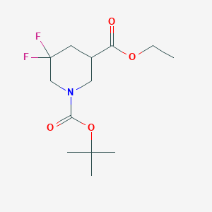 1-tert-Butyl 3-ethyl 5,5-difluoropiperidine-1,3-dicarboxylate chemical structure (CAS 1356339-26-8)