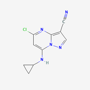 5-chloro-7-(Cyclopropylamino)pyrazolo[1,5-a]pyrimidine-3-carbonitrile chemical structure (CAS 1356564-11-8)