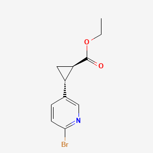 rel-Ethyl (1R,2R)-2-(6-bromopyridin-3-yl)cyclopropane-1-carboxylate chemical structure (CAS 1357247-47-2)