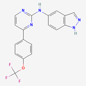 N-(4-(4-(Trifluoromethoxy)phenyl)pyrimidin-2-yl)-1H-indazol-5-amine chemical structure (CAS 1357350-60-7)