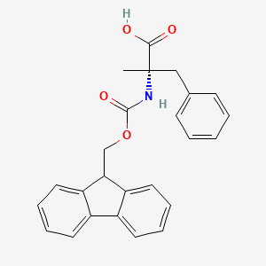 (S)-2-((((9H-Fluoren-9-yl)methoxy)carbonyl)amino)-2-methyl-3-phenylpropanoic acid chemical structure (CAS 135944-05-7)