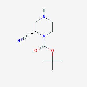 (S)-tert-Butyl 2-cyanopiperazine-1-carboxylate chemical structure (CAS 1359658-29-9)