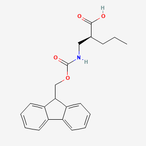 (S)-2-(((((9H-Fluoren-9-yl)methoxy)carbonyl)amino)methyl)pentanoic acid chemical structure (CAS 1359757-38-2)