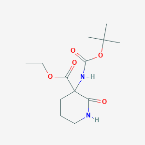 Ethyl 3-((tert-butoxycarbonyl)amino)-2-oxopiperidine-3-carboxylate chemical structure (CAS 1360547-42-7)