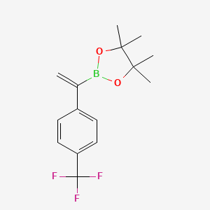 4,4,5,5-Tetramethyl-2-(1-(4-(trifluoromethyl)phenyl)vinyl)-1,3,2-dioxaborolane chemical structure (CAS 1361046-91-4)