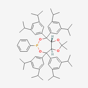 (3aR,8aR)-4,4,8,8-Tetrakis(3,5-diisopropylphenyl)-2,2-dimethyl-6-phenyltetrahydro-[1,3]dioxolo[4,5-e][1,3,2]dioxaphosphepine chemical structure (CAS 1361146-90-8)