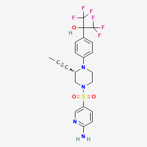 (S)-2-(4-(4-((6-Aminopyridin-3-yl)sulfonyl)-2-(prop-1-yn-1-yl)piperazin-1-yl)phenyl)-1,1,1,3,3,3-hexafluoropropan-2-ol chemical structure (CAS 1361224-53-4)