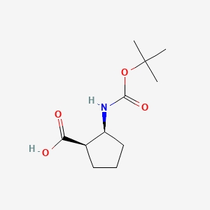 cis-2-((tert-Butoxycarbonyl)amino)cyclopentanecarboxylic acid chemical structure (CAS 136315-70-3)