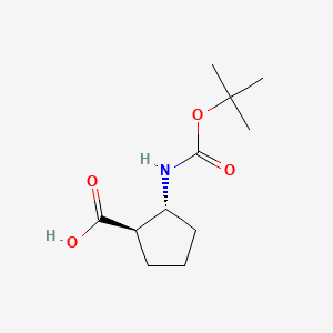 trans-2-((tert-Butoxycarbonyl)amino)cyclopentanecarboxylic acid chemical structure (CAS 136315-71-4)
