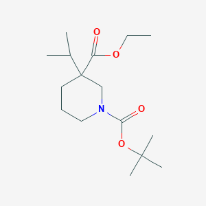 1-(tert-Butyl) 3-ethyl 3-isopropylpiperidine-1,3-dicarboxylate chemical structure (CAS 1363166-24-8)