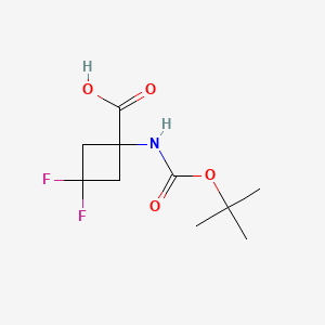 1-((tert-Butoxycarbonyl)amino)-3,3-difluorocyclobutanecarboxylic acid chemical structure (CAS 1363380-83-9)