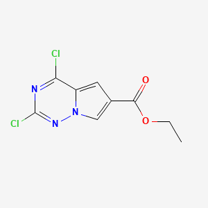 Ethyl 2,4-dichloropyrrolo[2,1-f]-[1,2,4]triazine-6-carboxylate chemical structure (CAS 1363381-75-2)